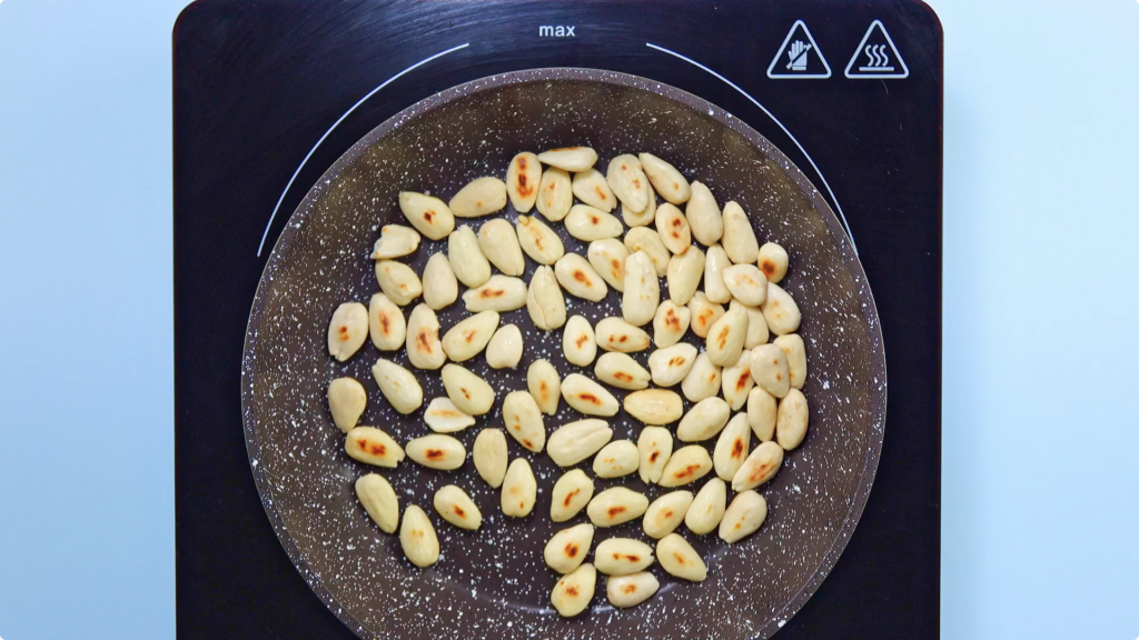 Toasting whole almonds
